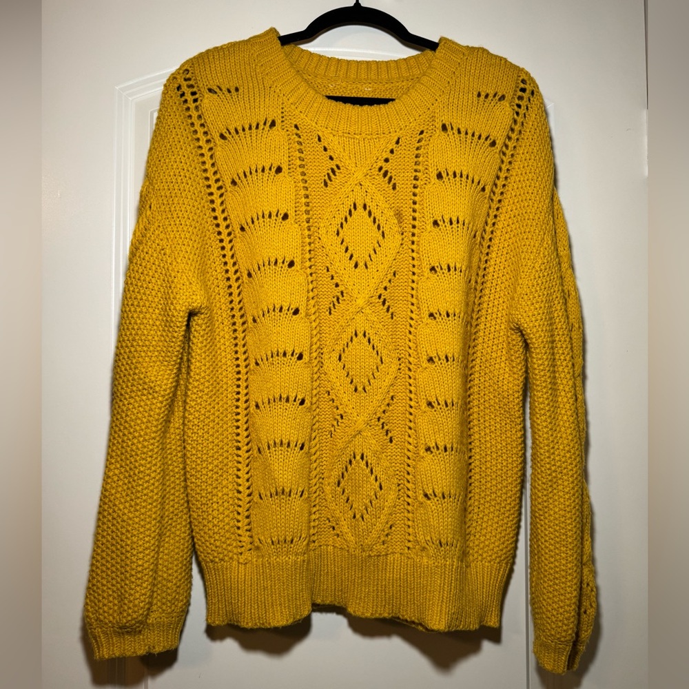 Yellow Knit Crew Neck Sweater